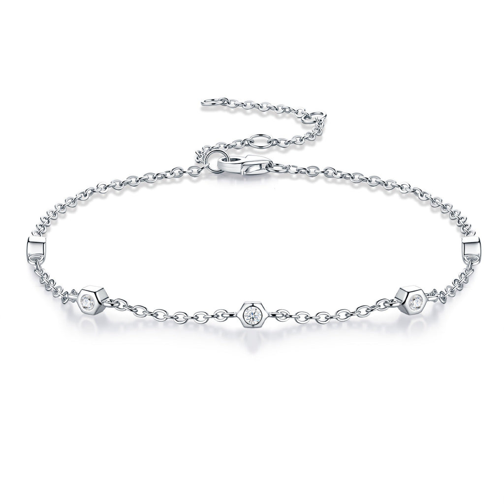 Solotondo Moissanite Chain Bracelet in Sterling Silver