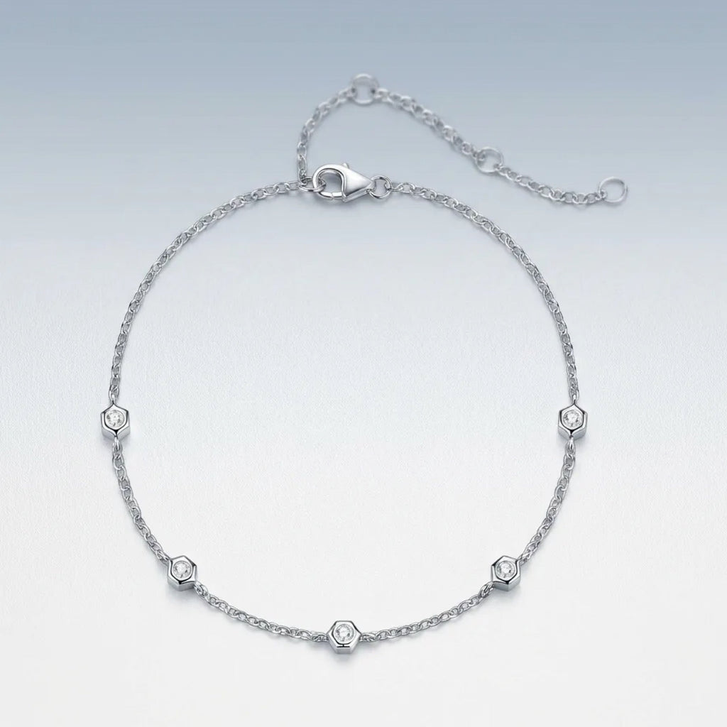 Solotondo Moissanite Chain Bracelet in Sterling Silver