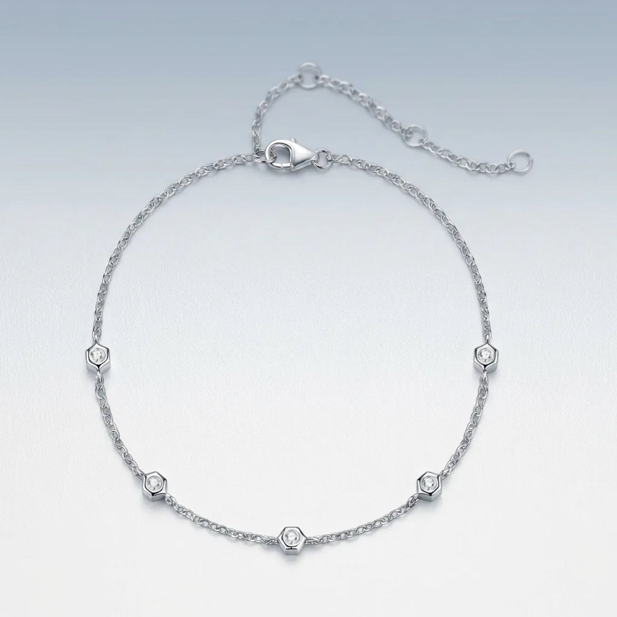 Solotondo Moissanite Chain Bracelet in Sterling Silver