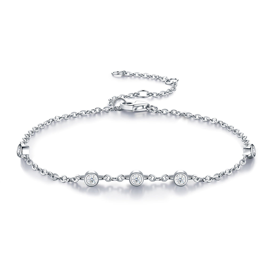 Bezellini Moissanite Chain Bracelet in Sterling Silver