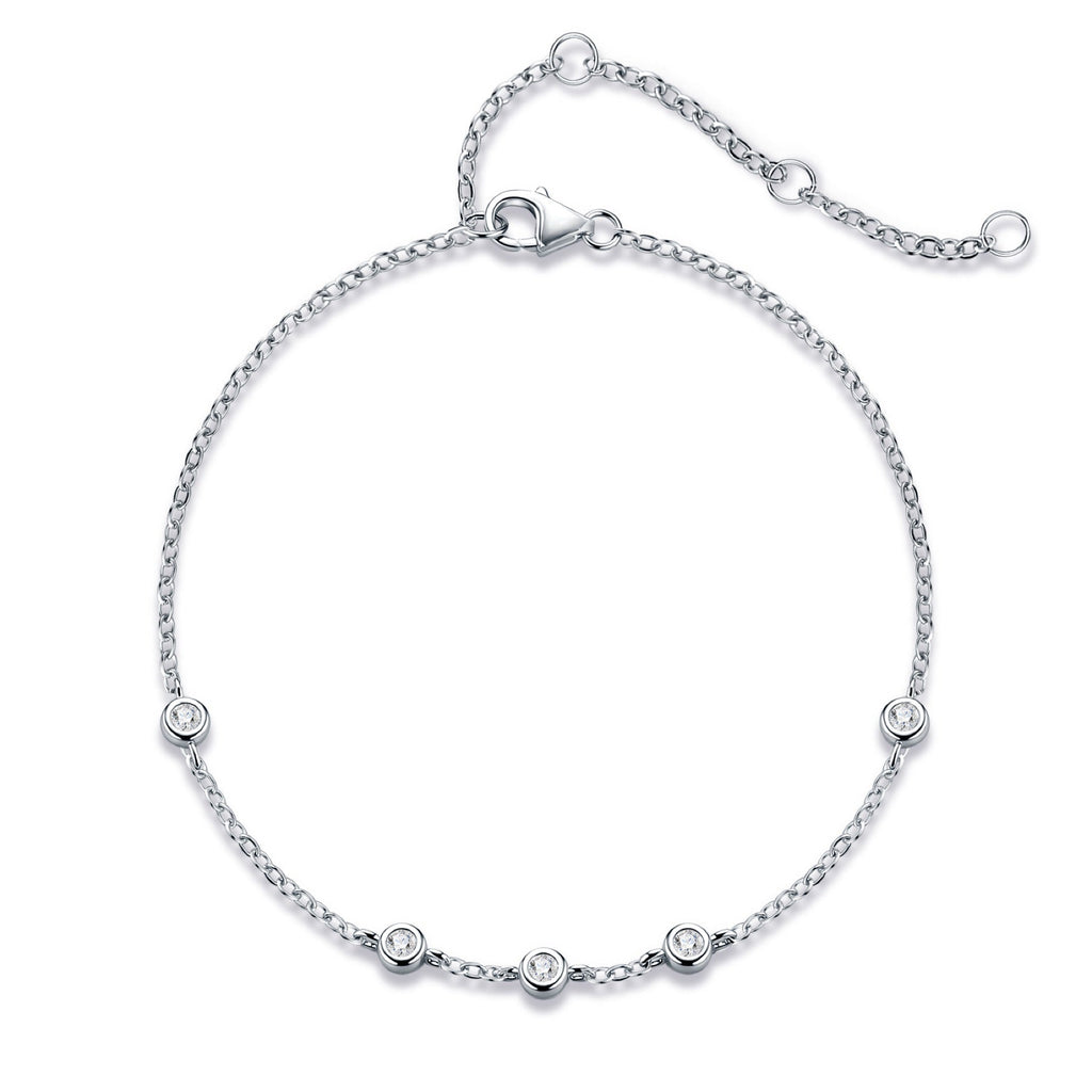 Bezellini Moissanite Chain Bracelet in Sterling Silver