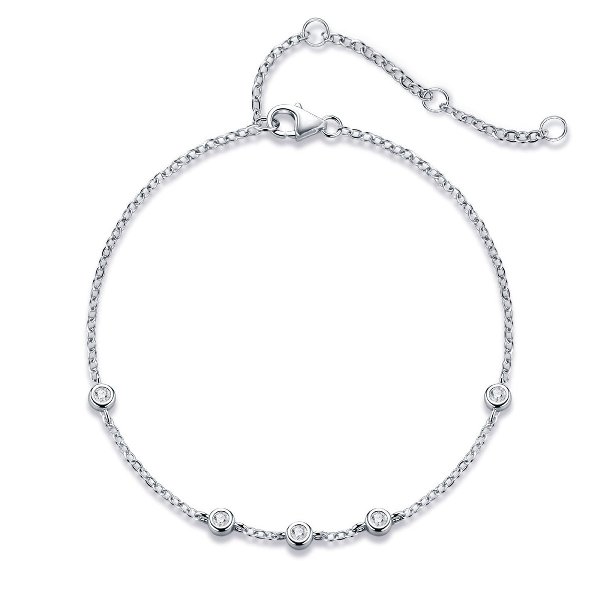 Bezellini Moissanite Chain Bracelet in Sterling Silver