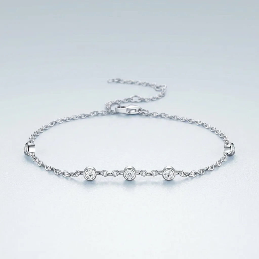 Bezellini Moissanite Chain Bracelet in Sterling Silver