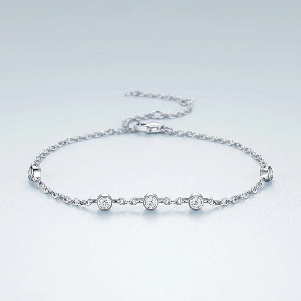 Bezellini Moissanite Chain Bracelet in Sterling Silver