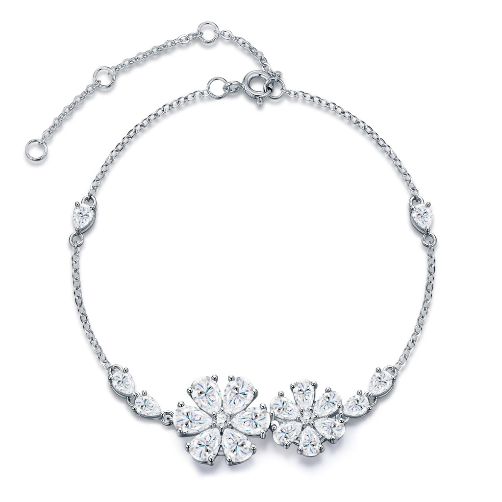 Margherame Moissanite Chain Bracelet in Sterling Silver