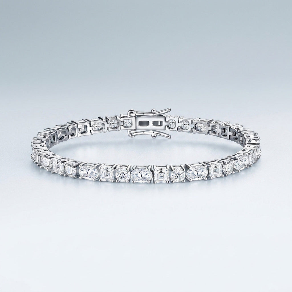 Quadratura Moissanite Tennis Bracelet in Sterling Silver