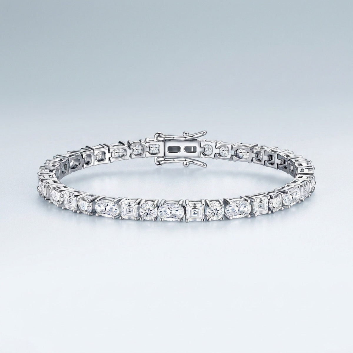 Quadratura Moissanite Tennis Bracelet in Sterling Silver