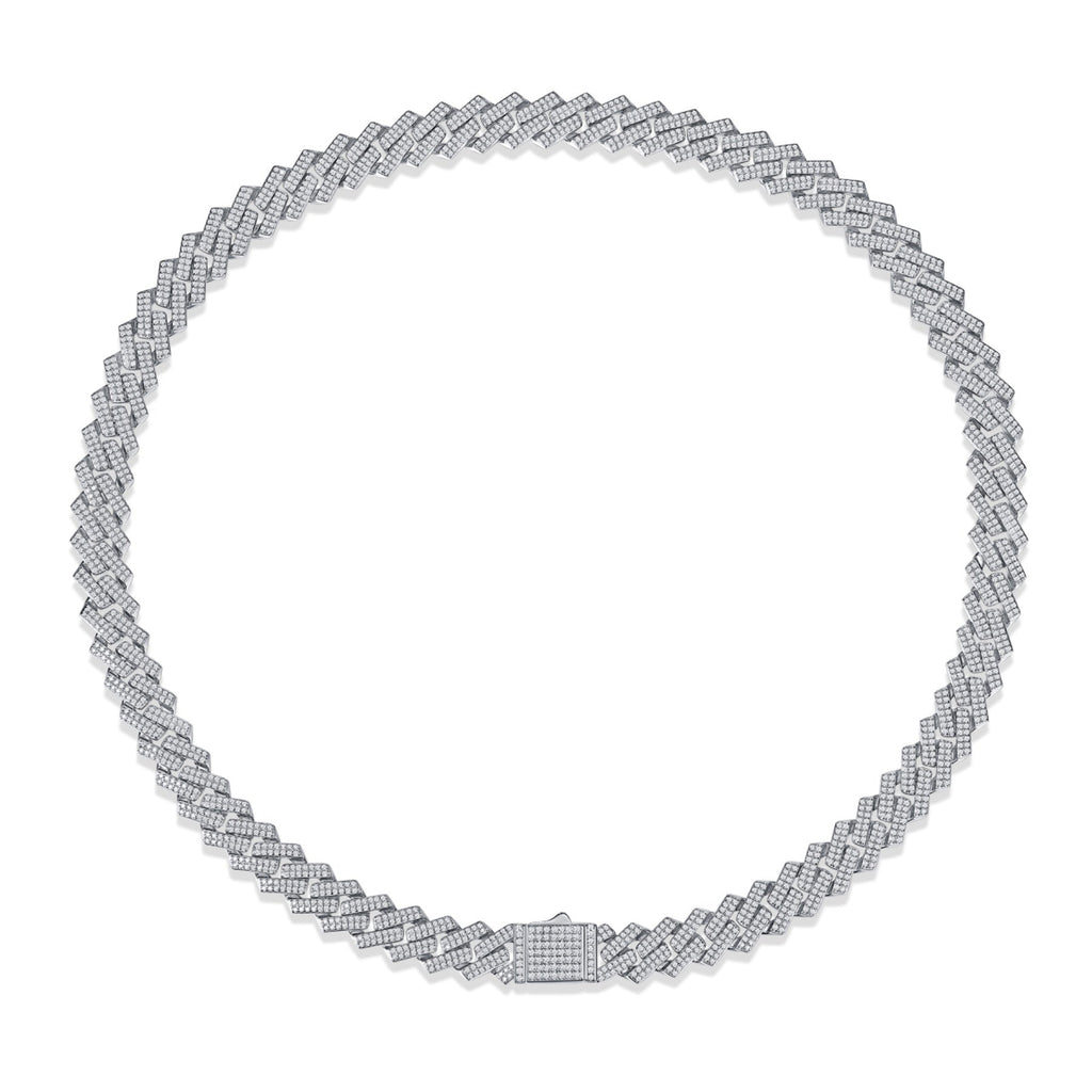 Empire Moissanite Pavé Cuban Link Chain Necklace in Sterling Silver