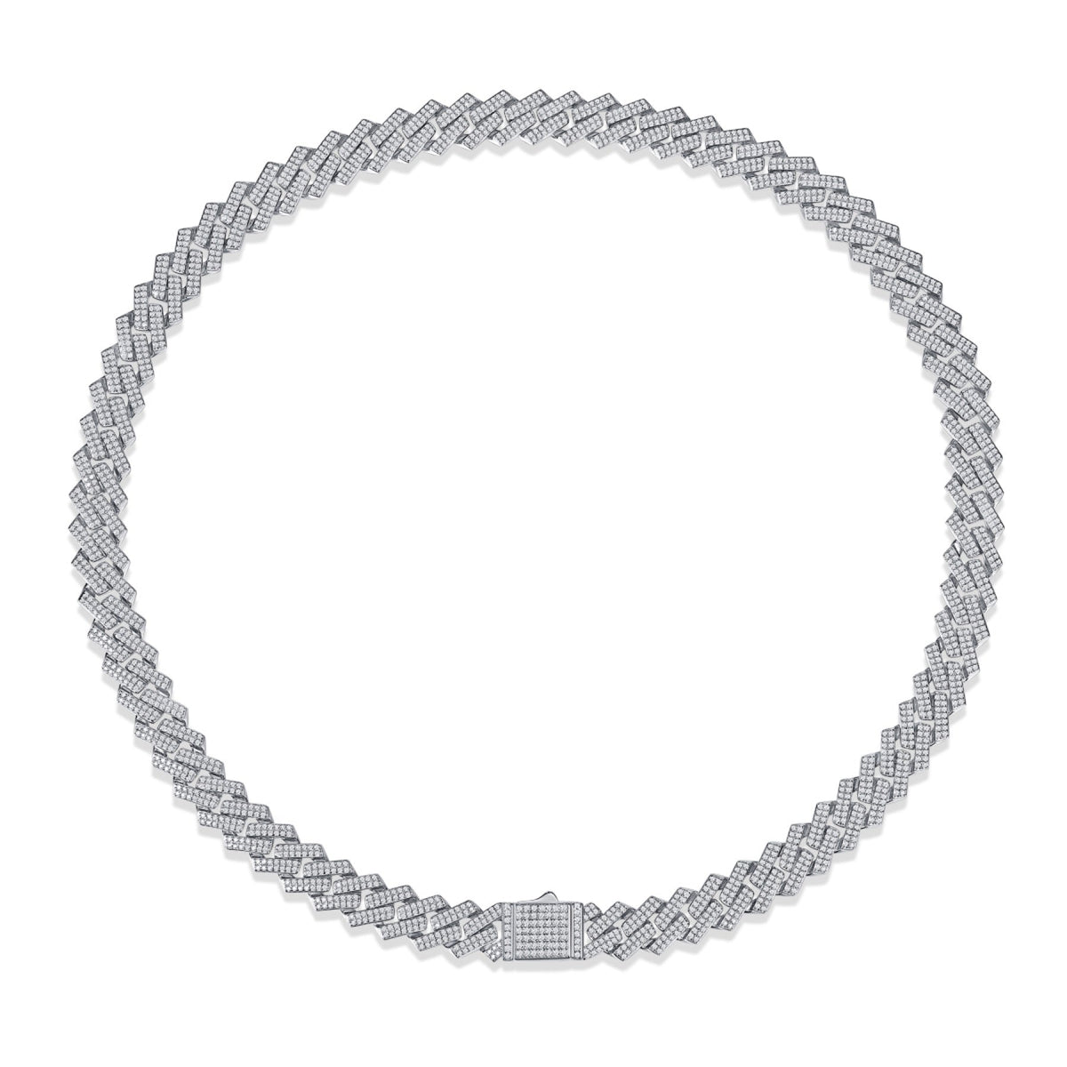 Empire Moissanite Pavé Cuban Link Chain Necklace in Sterling Silver