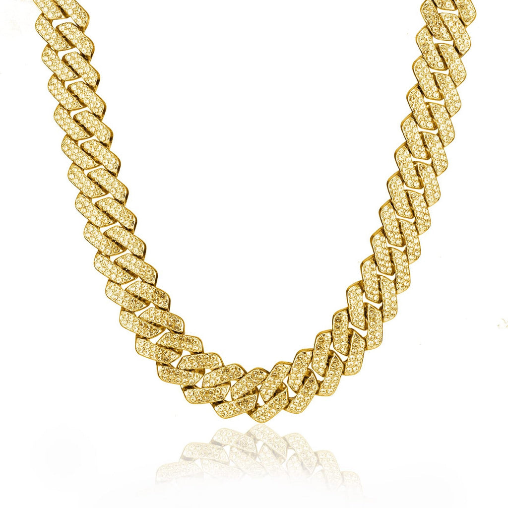 Empire Moissanite Pavé Cuban Link Chain Necklace in Sterling Silver