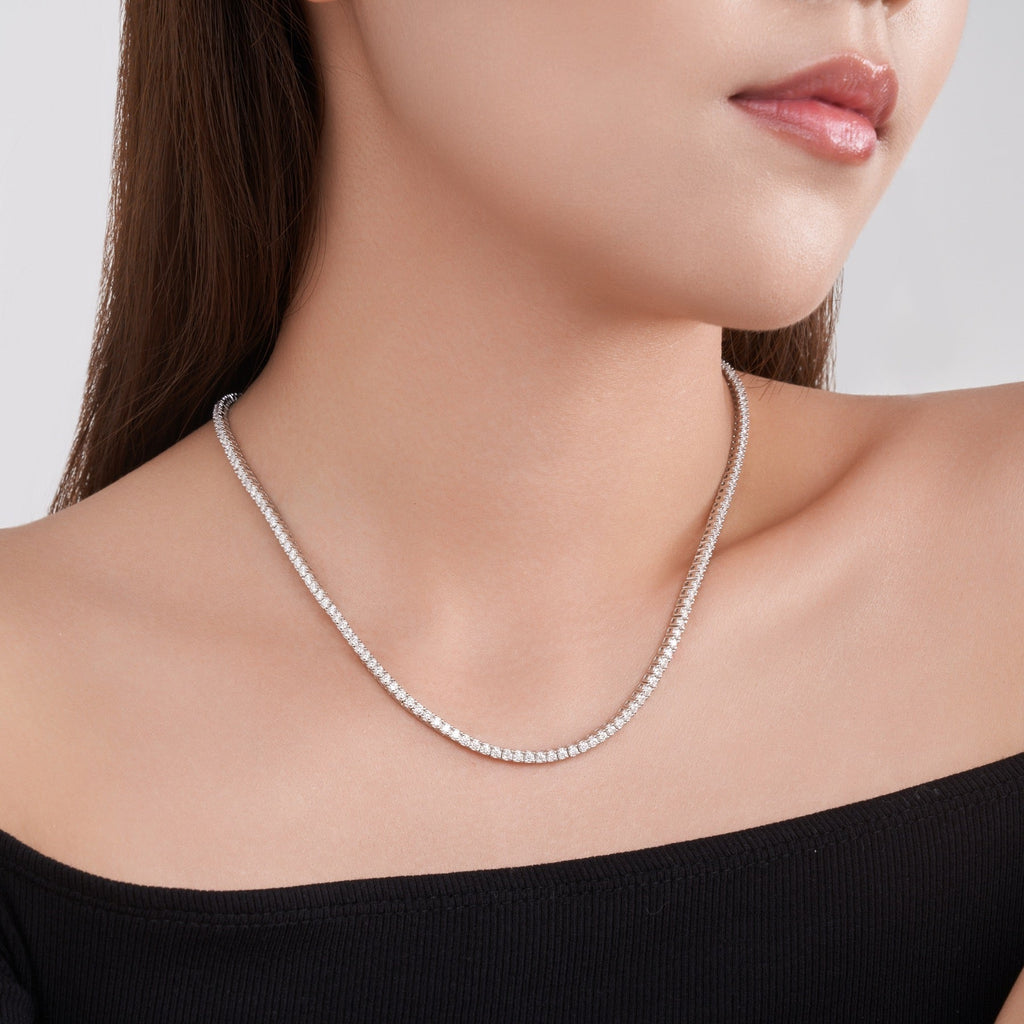 Galaxia Moissanite Tennis Necklace in Sterling Silver