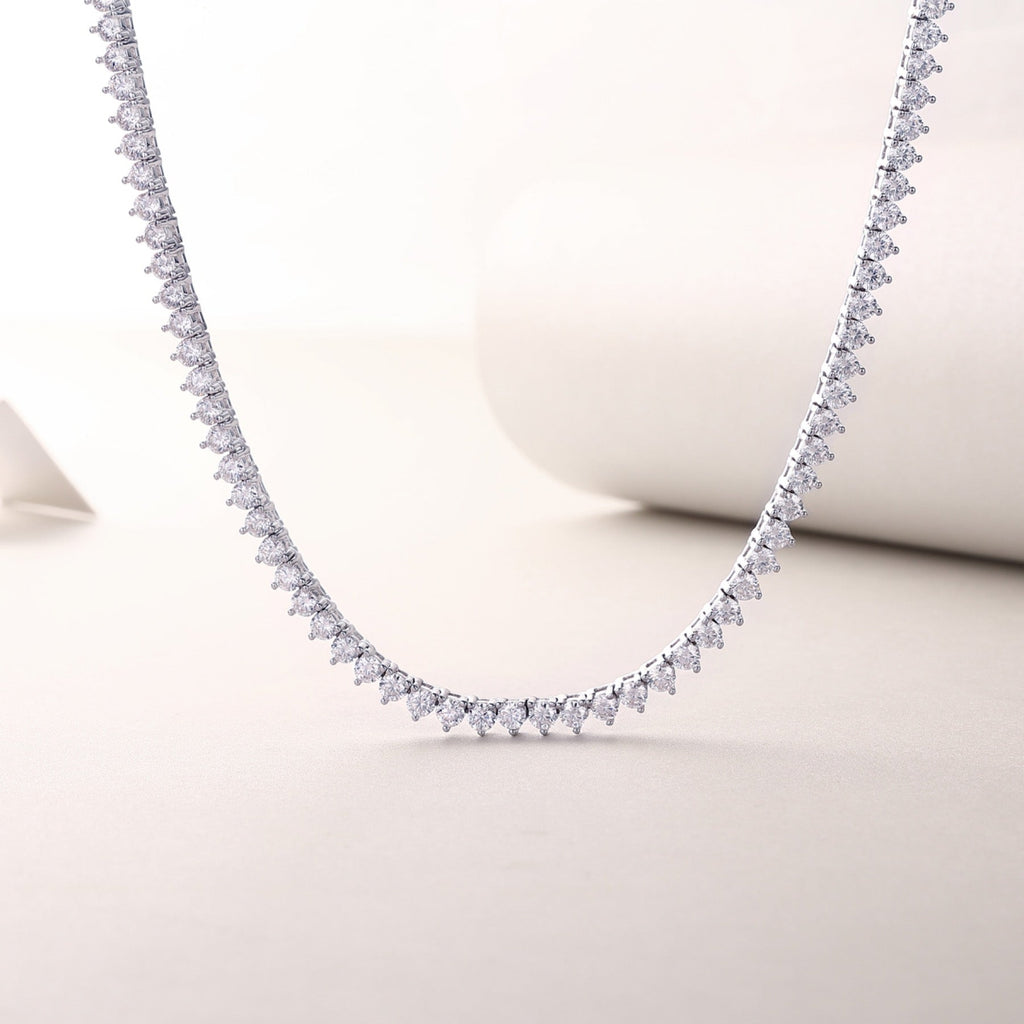 Solitaria Moissanite Tennis Necklace in Sterling Silver