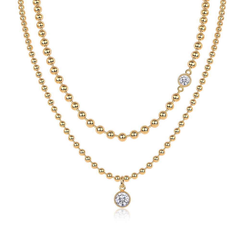 Perlata 1 Carat Moissanite Beaded Necklace in Gold-Tone Sterling Silver