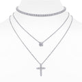 Aureocroce Moissanite Layered Necklace in Sterling Silver