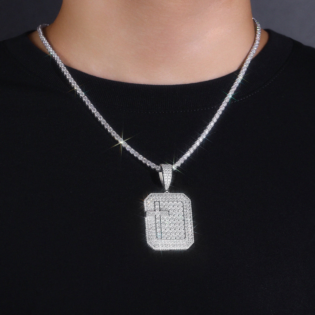 Tavoletta Moissanite Pendant Necklace in Sterling Silver