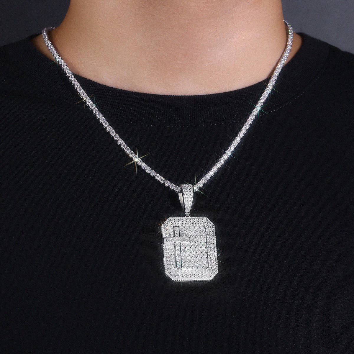 Tavoletta Moissanite Pendant Necklace in Sterling Silver