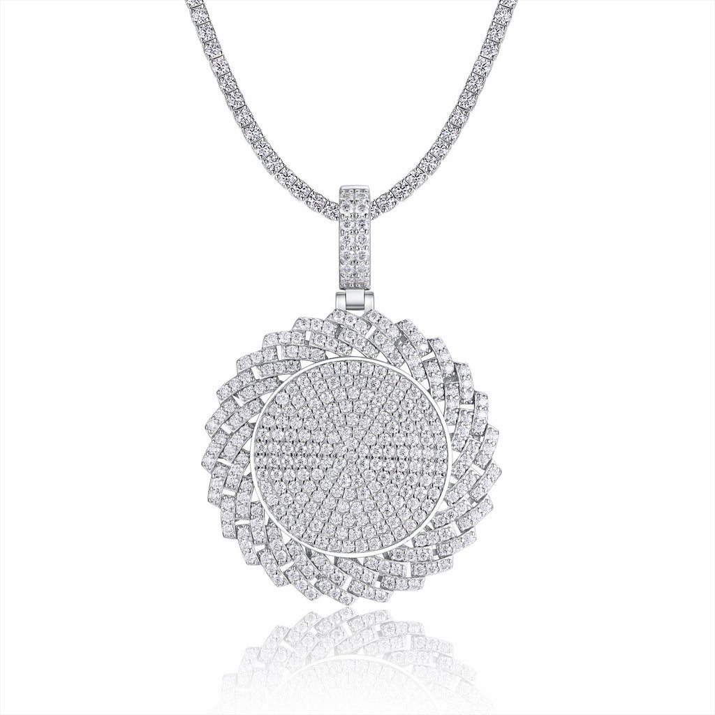 Raggiato Moissanite Medallion Necklace in Sterling Silver