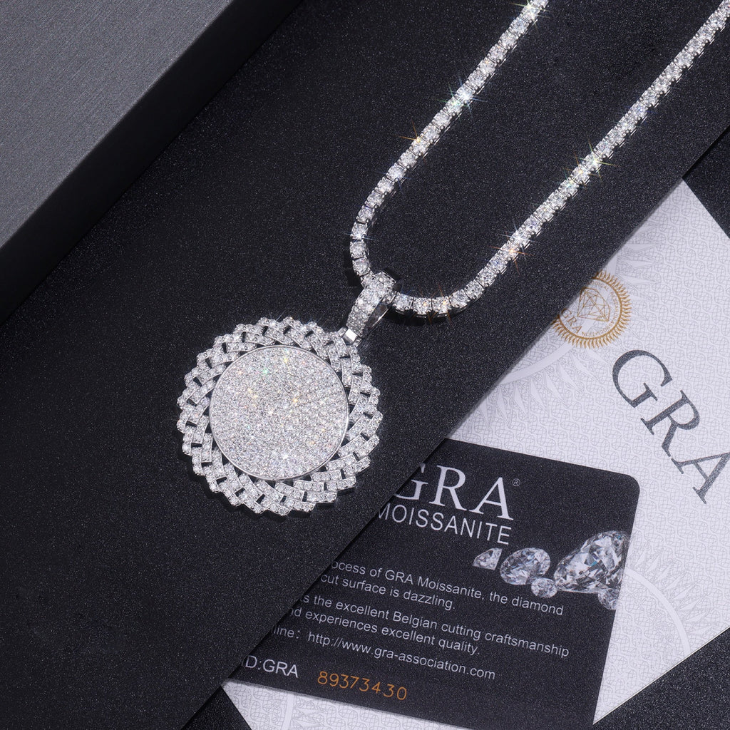 Raggiato Moissanite Medallion Necklace in Sterling Silver