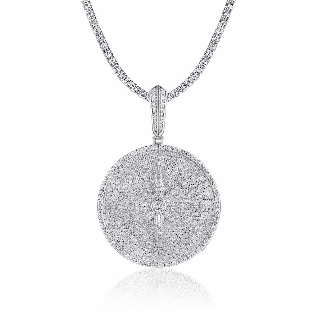 Splendente Moissanite Medallion Necklace in Sterling Silver