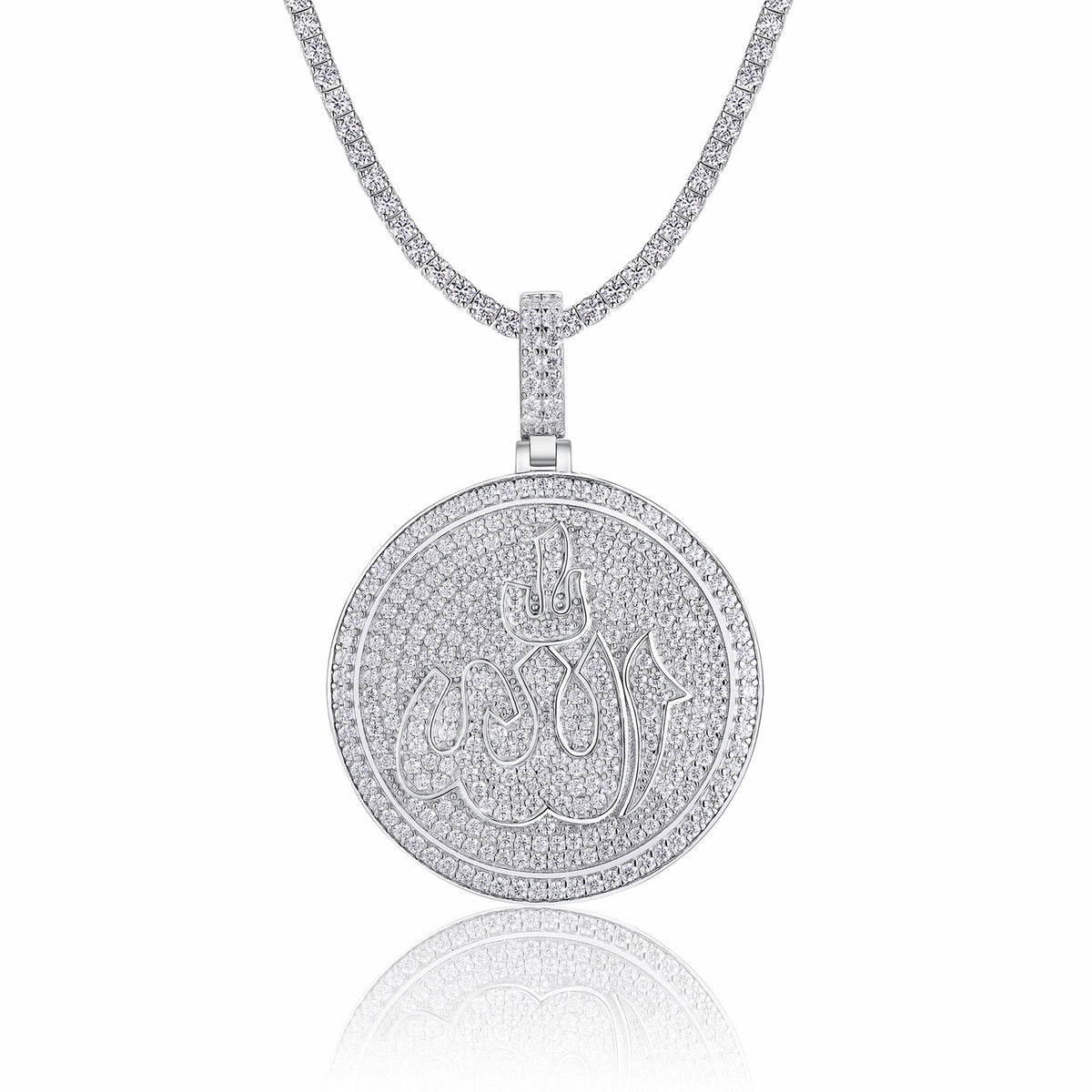Icona Moissanite Medallion Necklace in Sterling Silver