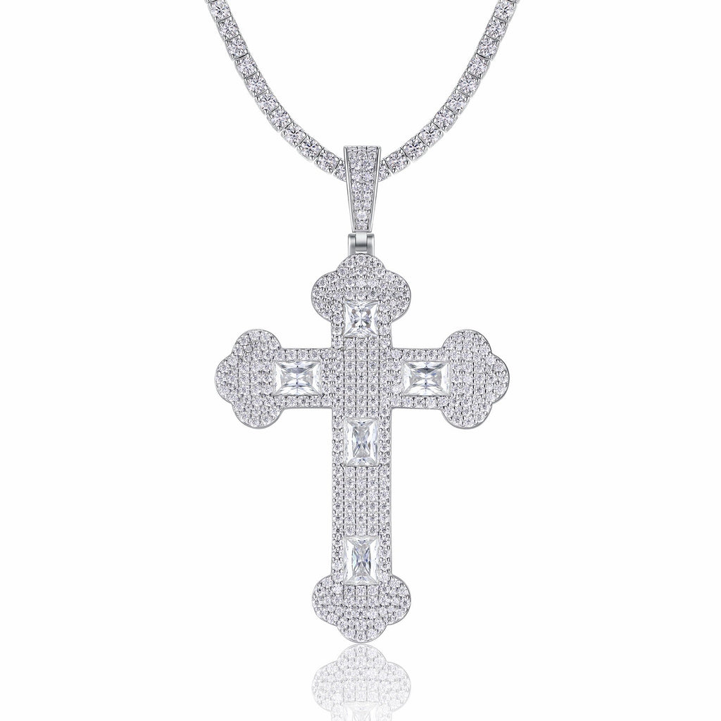 Reliquia Moissanite Cross Necklace in Sterling Silver