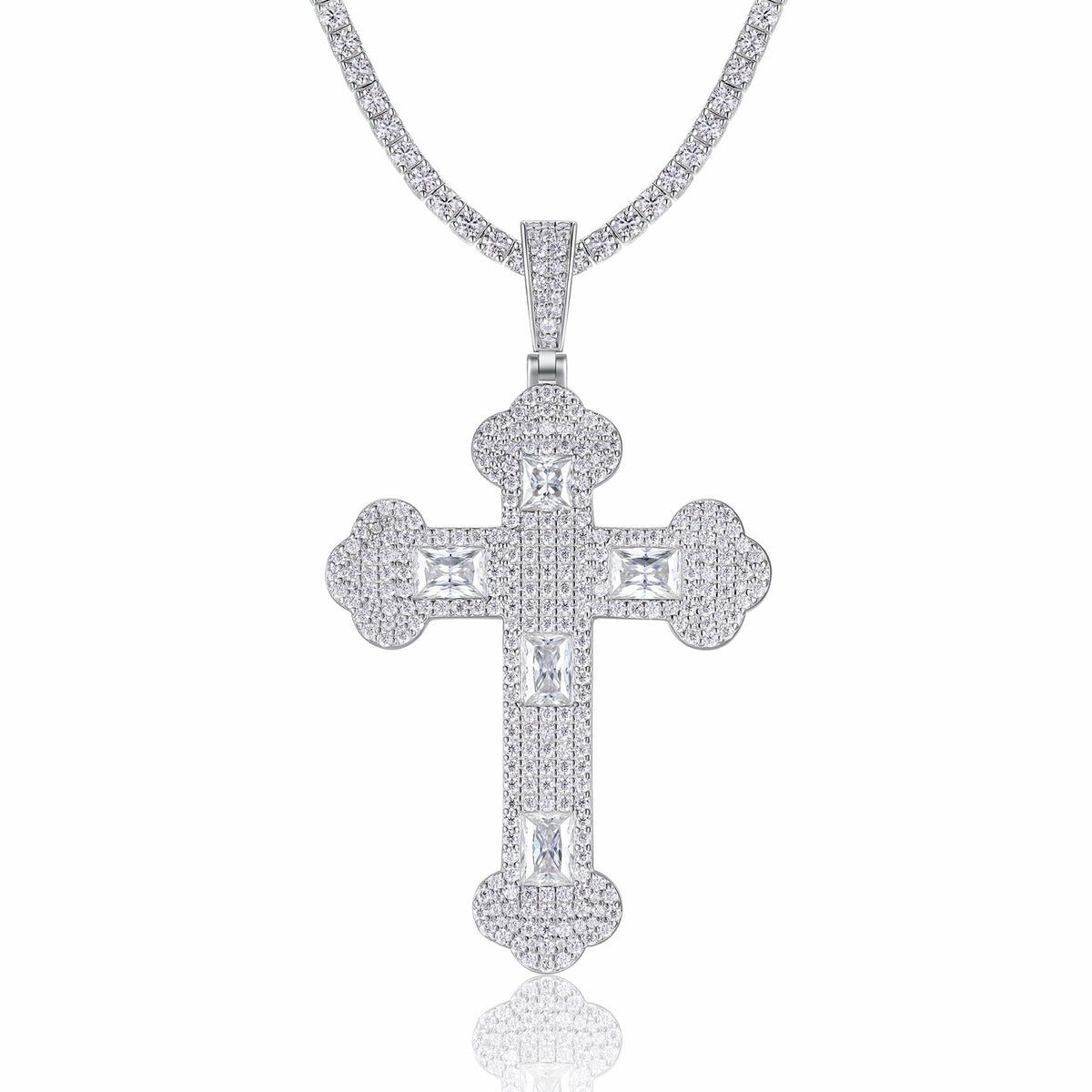 Reliquia Moissanite Cross Necklace in Sterling Silver