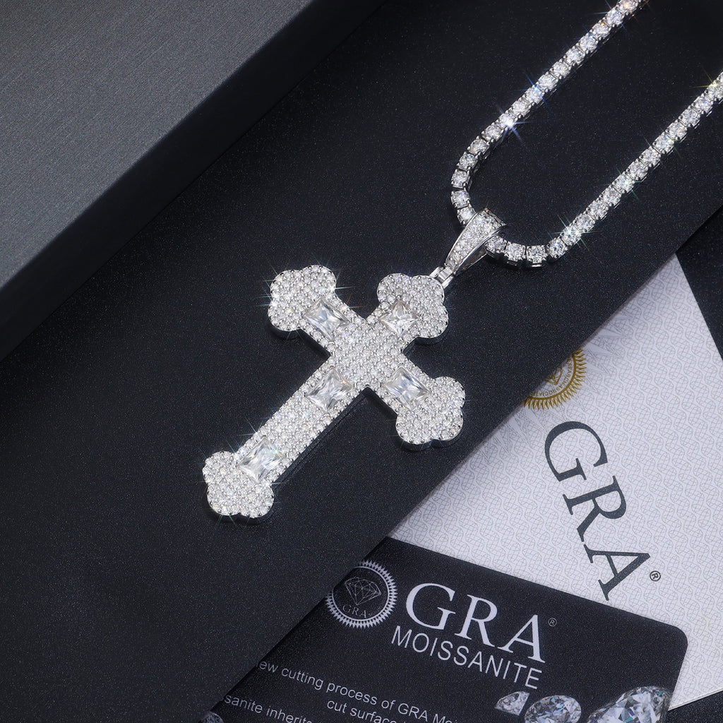 Reliquia Moissanite Cross Necklace in Sterling Silver