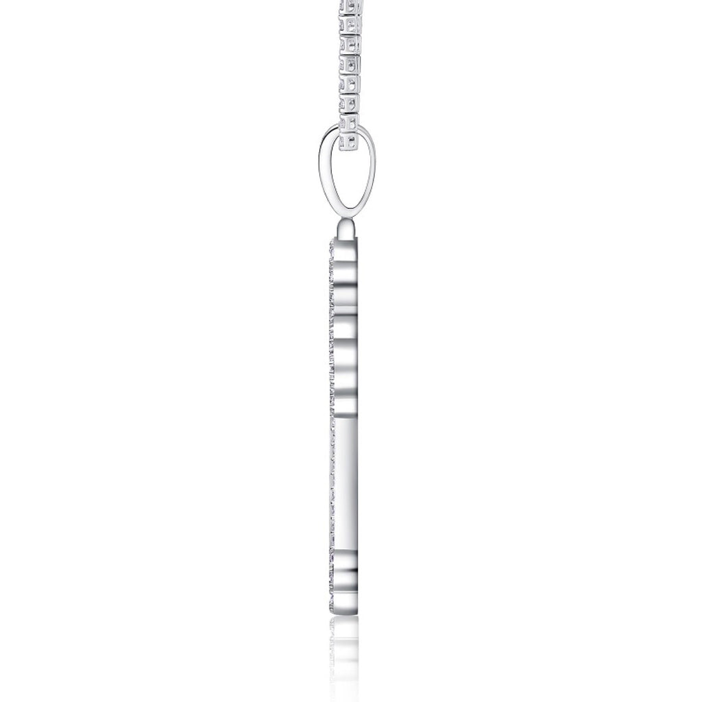 Ornata Moissanite Cross Necklace in Sterling Silver