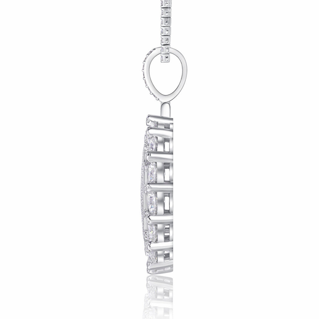 Aureomedal Moissanite Medallion Necklace in Sterling Silver