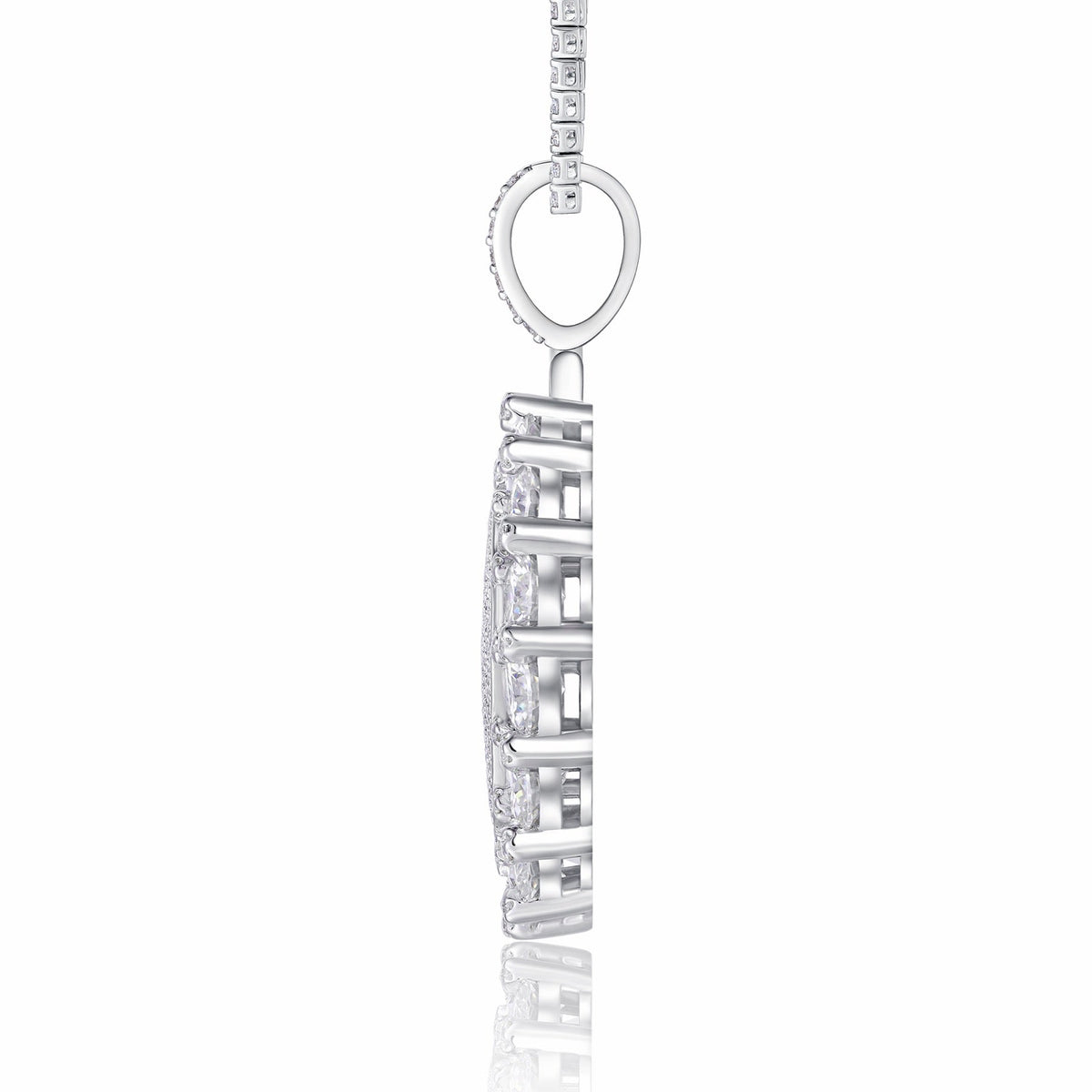 Aureomedal Moissanite Medallion Necklace in Sterling Silver