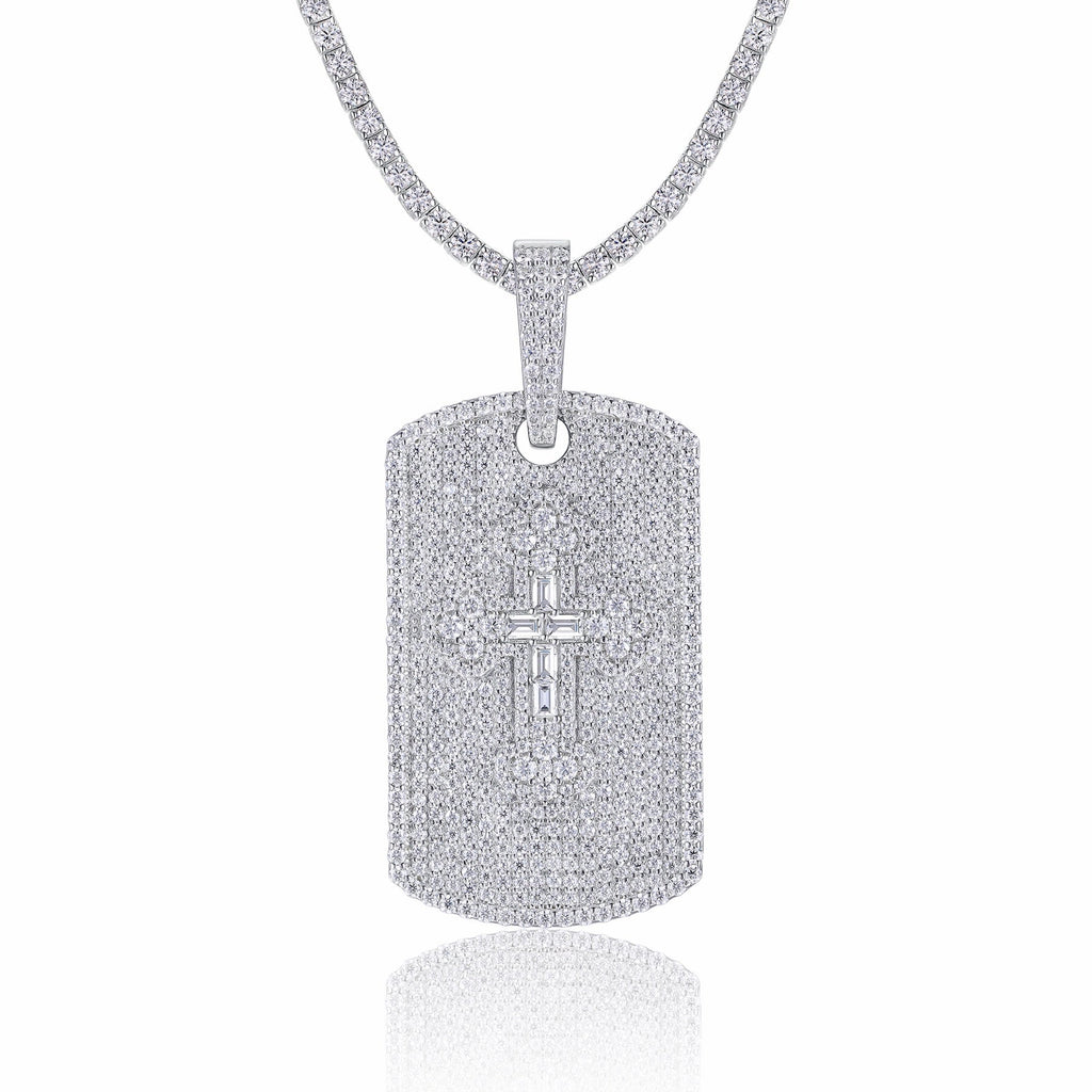 Piastrina Moissanite Pendant Necklace in Sterling Silver