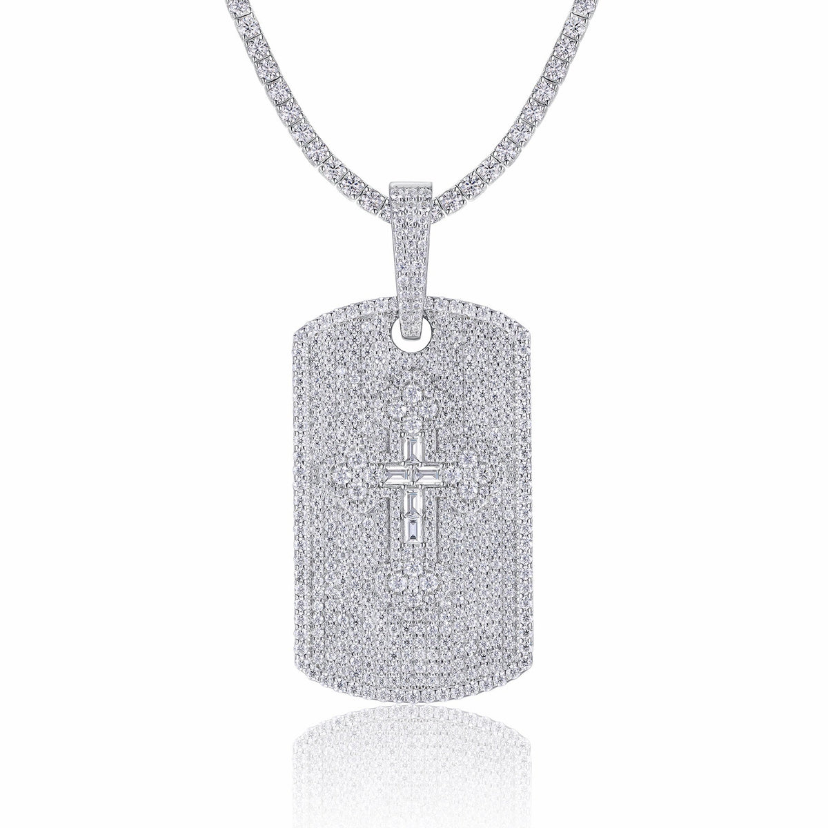 Piastrina Moissanite Pendant Necklace in Sterling Silver