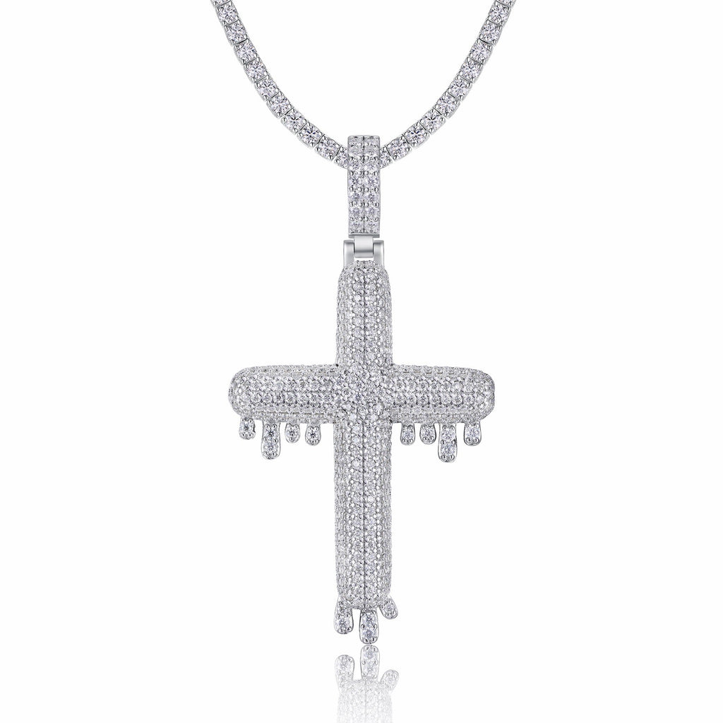 Colata Moissanite Cross Necklace in Sterling Silver