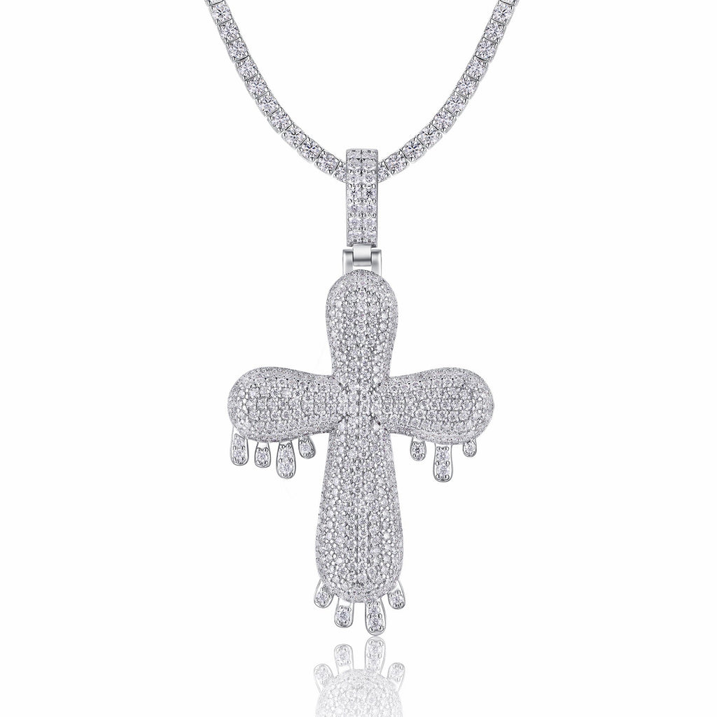 Fusione Moissanite Cross Necklace in Sterling Silver
