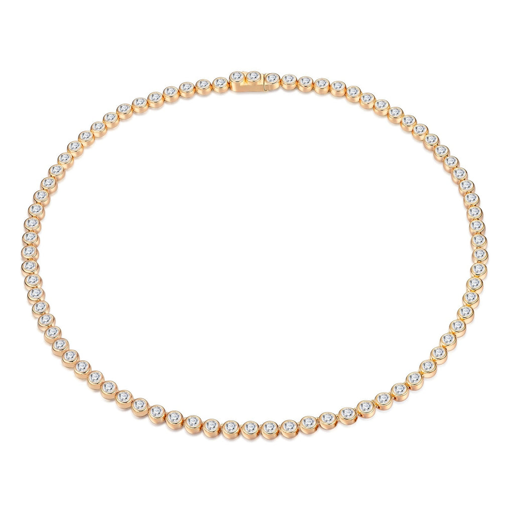 Dorata Moissanite Tennis Necklace in Gold-Tone Sterling Silver