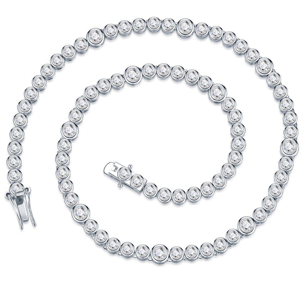 Bezela Moissanite Tennis Necklace in Sterling Silver