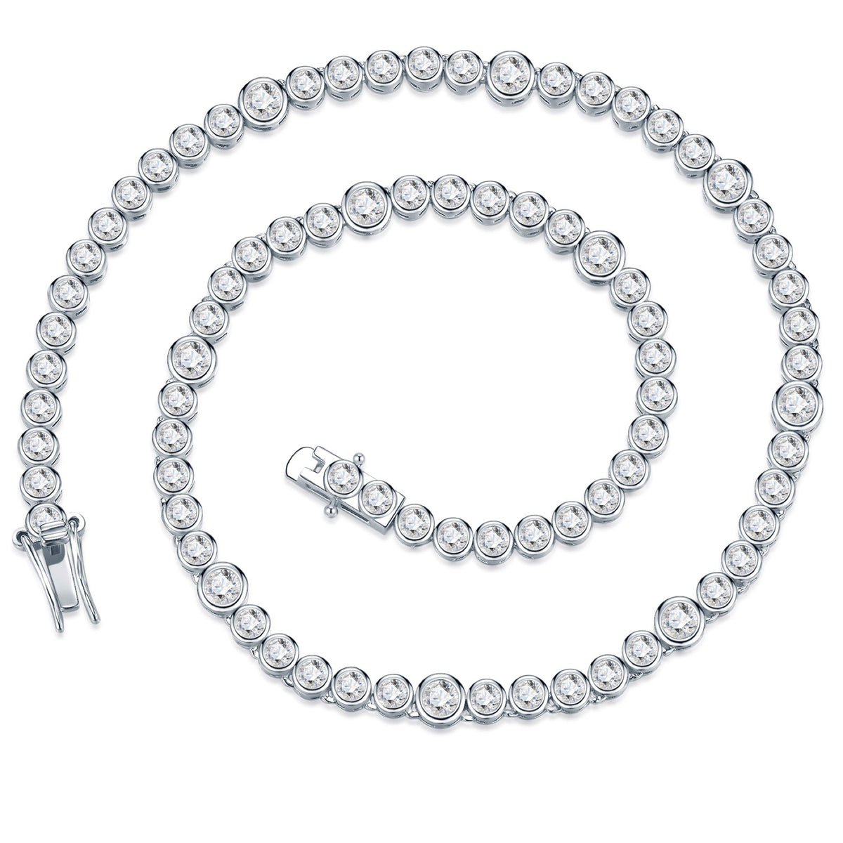 Bezela Moissanite Tennis Necklace in Sterling Silver