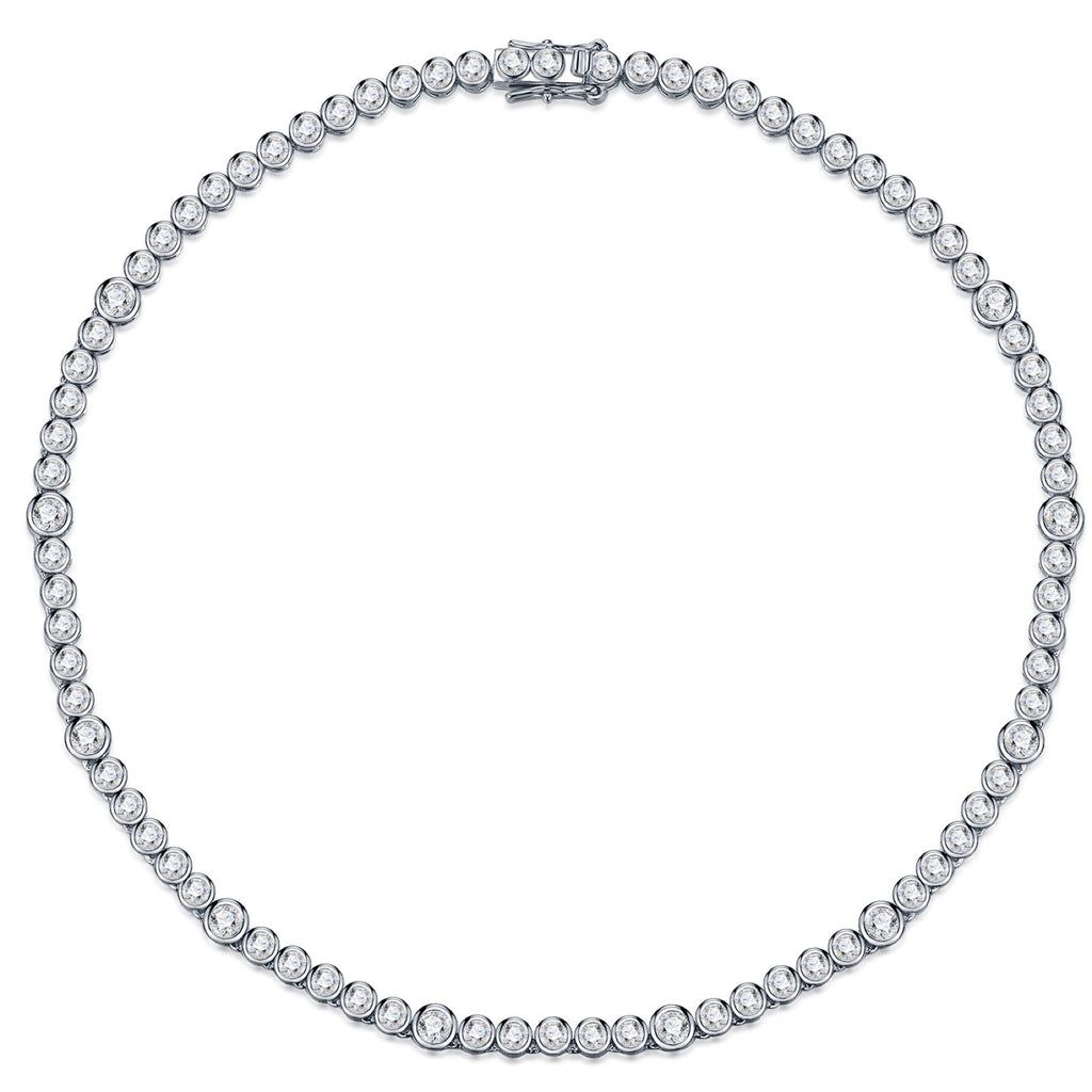 Bezela Moissanite Tennis Necklace in Sterling Silver