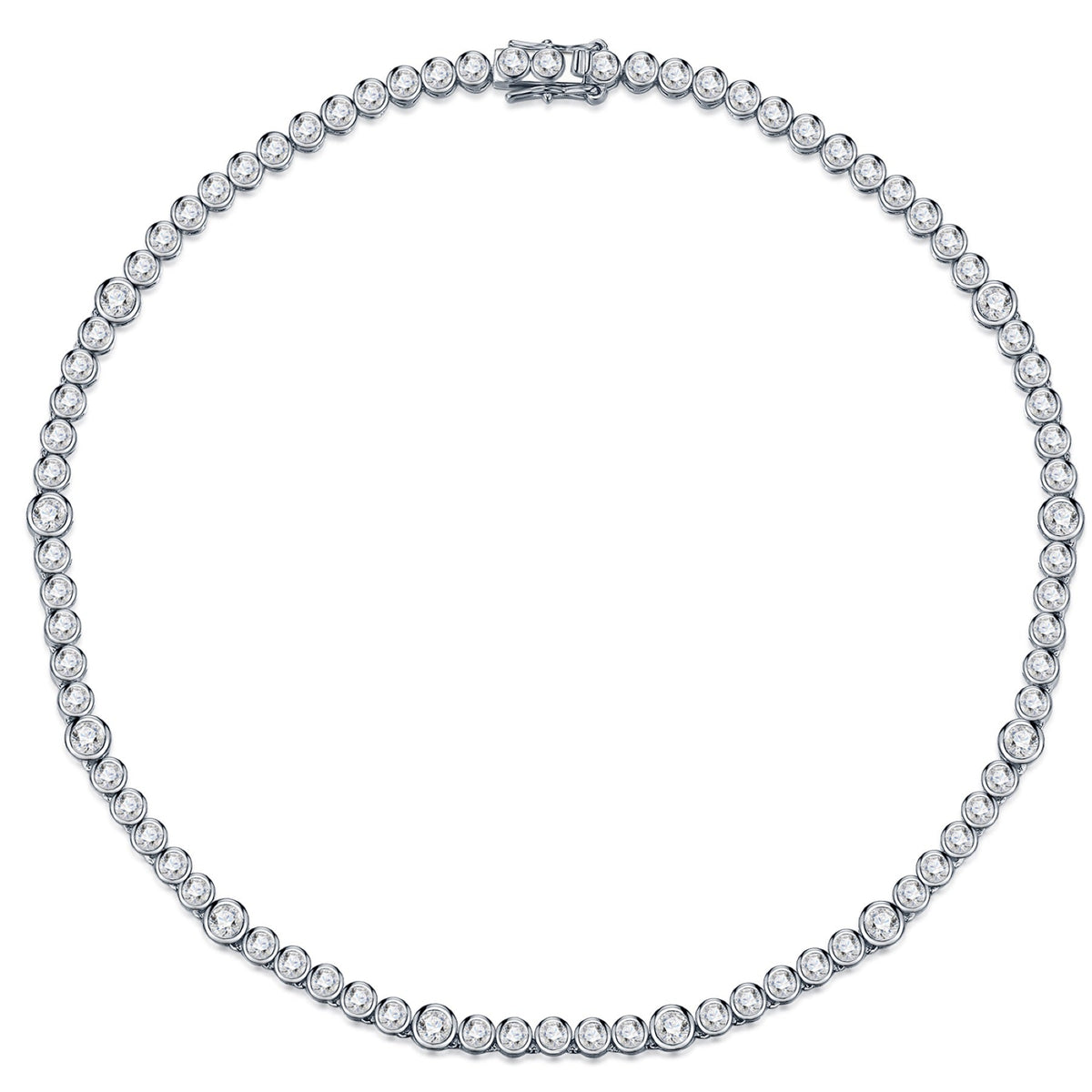 Bezela Moissanite Tennis Necklace in Sterling Silver