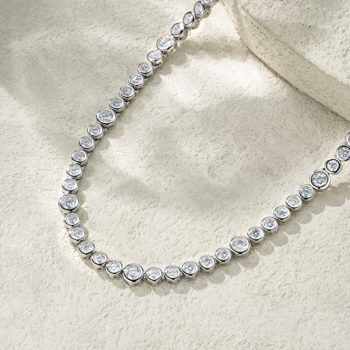 Bezela Moissanite Tennis Necklace in Sterling Silver