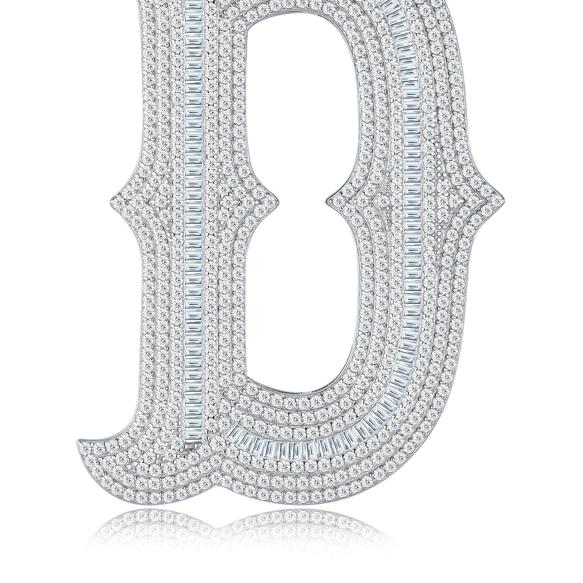 Initial D Moissanite Iced Letter Pendant Necklace in Sterling Silver