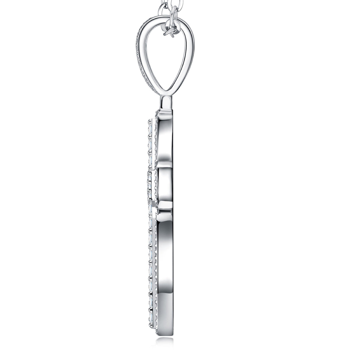 Crociata Moissanite Cross Necklace in Sterling Silver