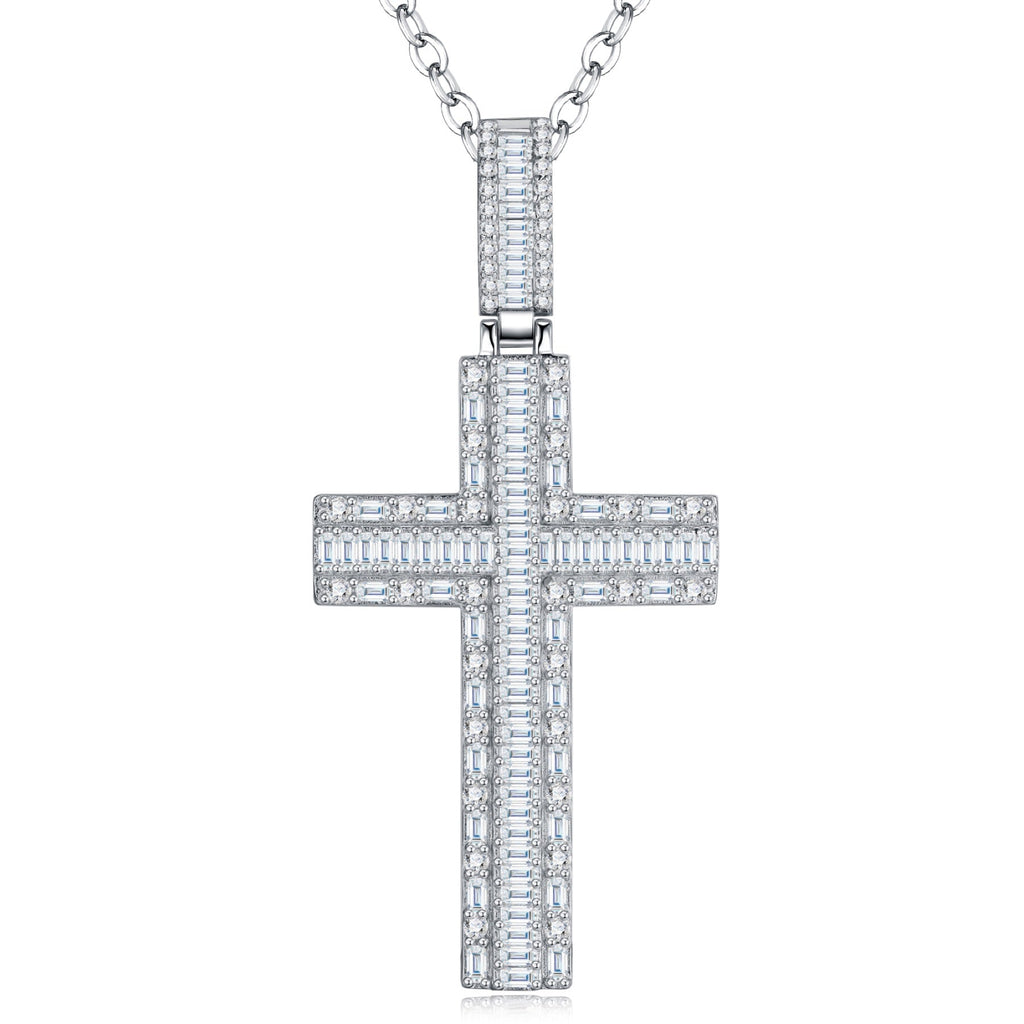 Pilastro Moissanite Cross Necklace in Sterling Silver