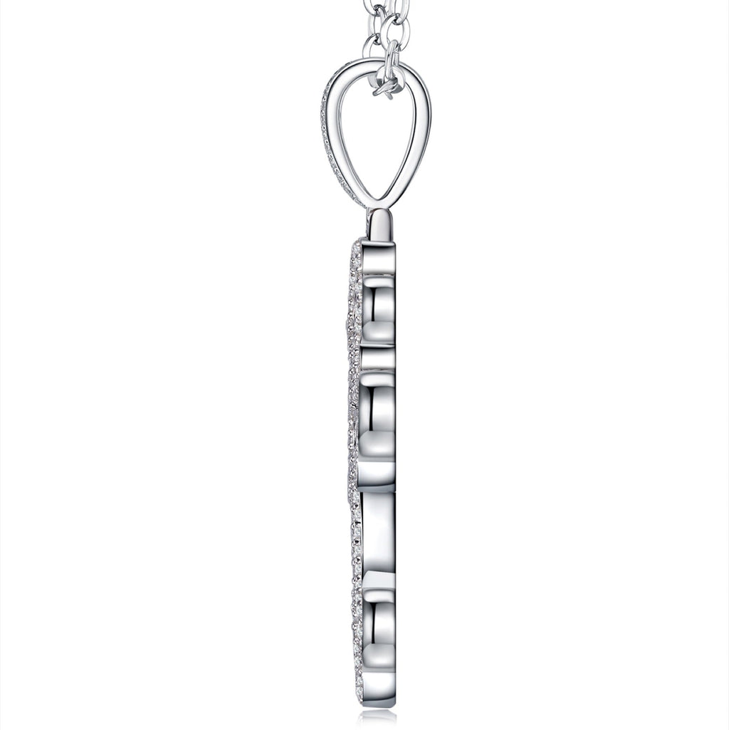 Gigliata Moissanite Cross Necklace in Sterling Silver