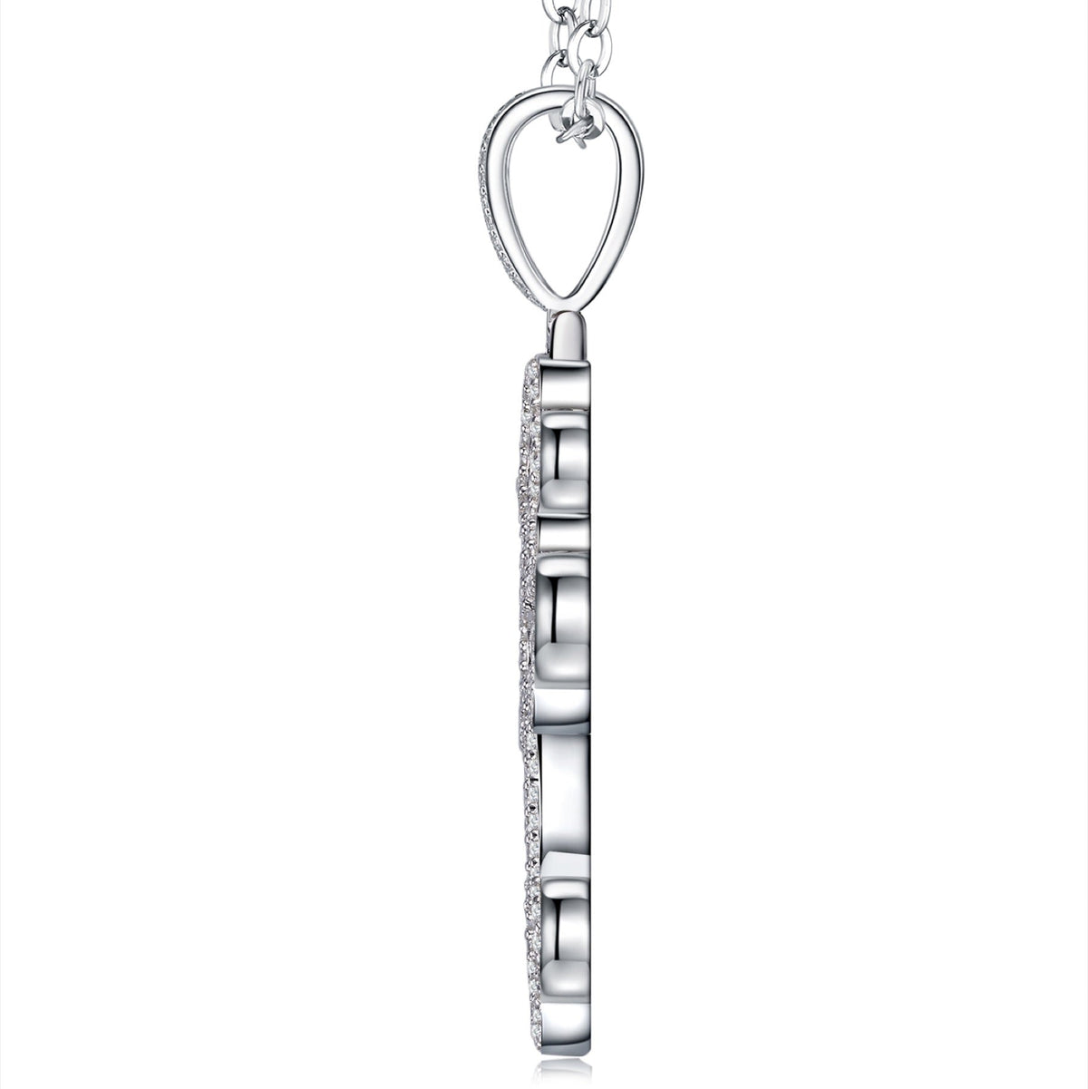 Gigliata Moissanite Cross Necklace in Sterling Silver