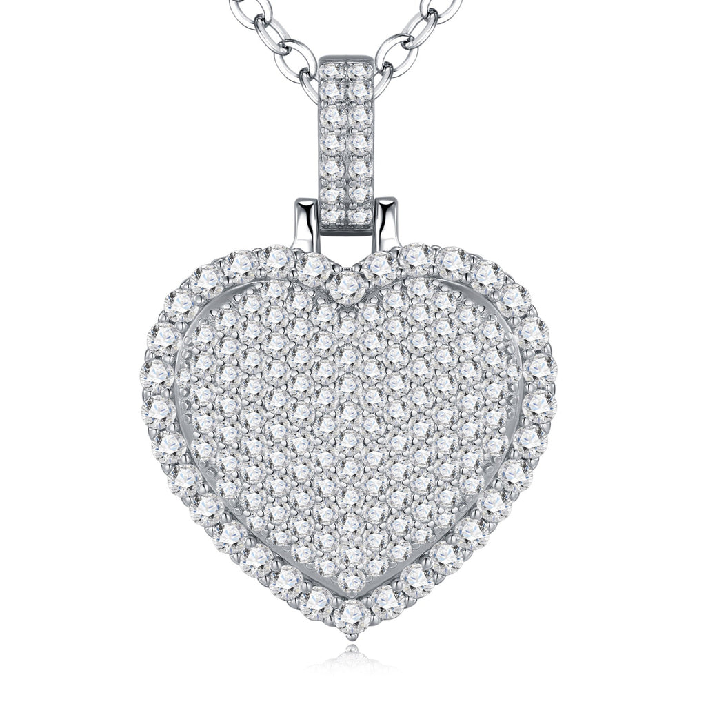 Cuoregrande Moissanite Heart Necklace in Sterling Silver