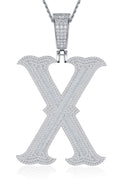 Initial X Moissanite Iced Letter Pendant Necklace in Sterling Silver