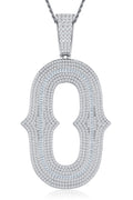 Initial O Moissanite Iced Letter Pendant Necklace in Sterling Silver