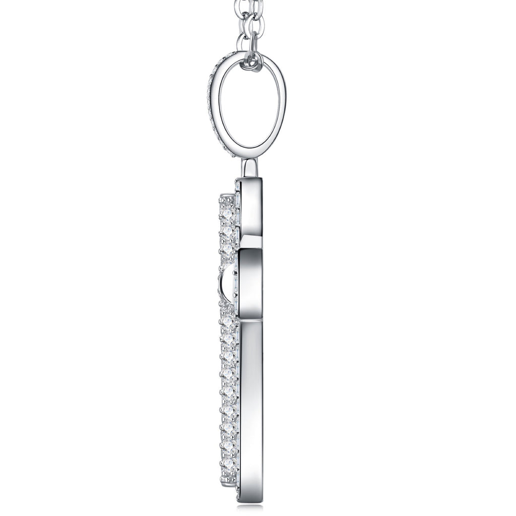 Devota Moissanite Cross Necklace in Sterling Silver