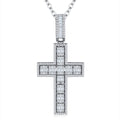 Crocione Moissanite Cross Necklace in Sterling Silver